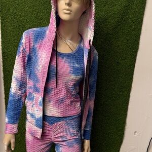 Colorful Tie-Dye Hoodie and Shorts Set